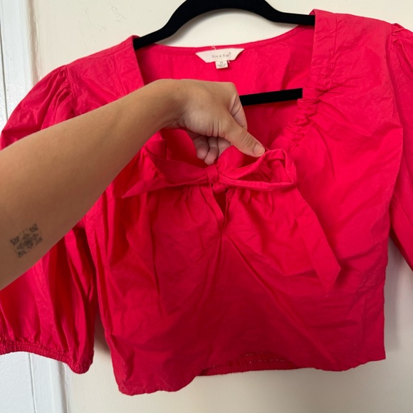 Sim & Sam Bright Pink Puff Sleeve Crop Top - Picture 5 of 8